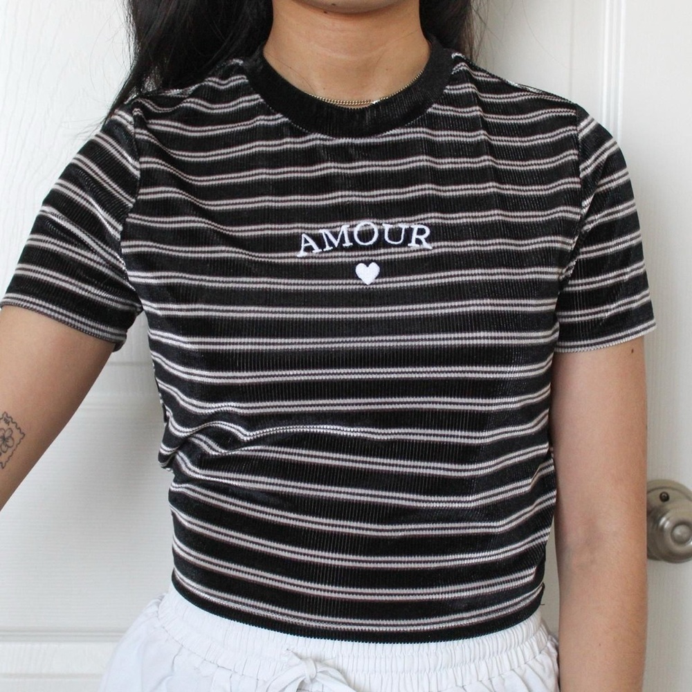 Striped Black and White 'Amour' Women's Top